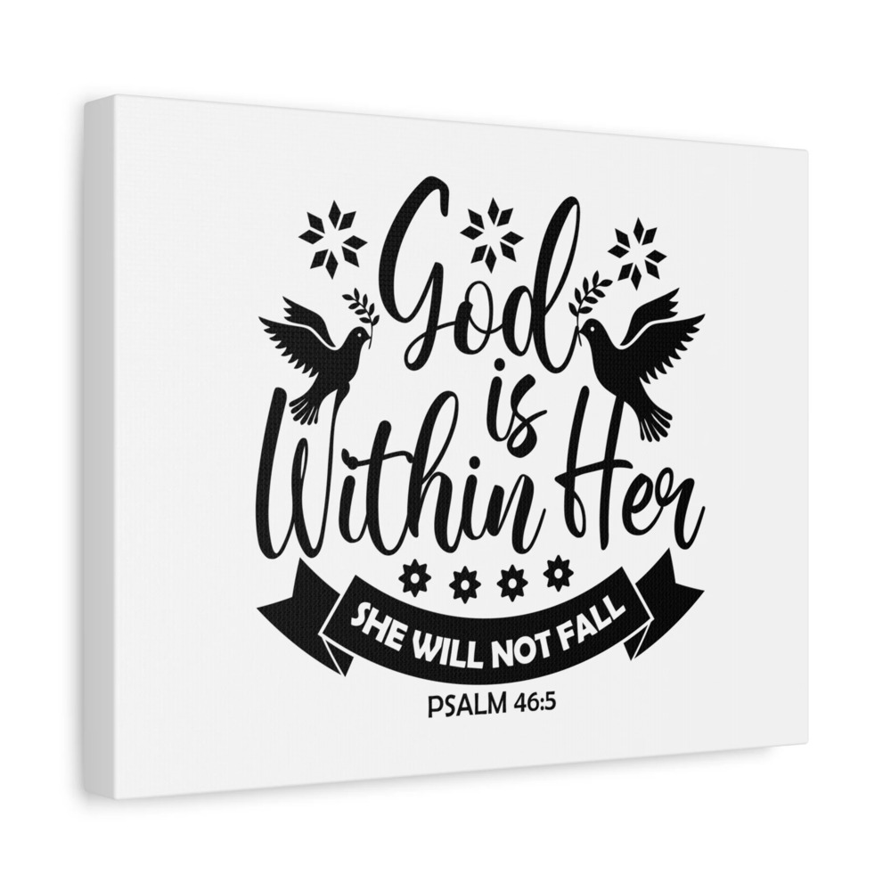 Scripture Canvas God Is Within Her Psalm 46:5 Bird Christian Wall Art Bible
